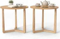 Tangkula Farmhouse 22.5" Round End Table with Solid Rubber Wood Legs (1/2)