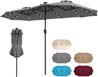 Tangkula 13 Ft Double-Sided Extra Large Outdoor Market Table Umbrella with 36 LED Lights