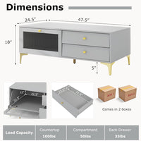 Tangkula Gray TV Stand for 55-Inch TV, 47.5” TV Console Table with Drawers