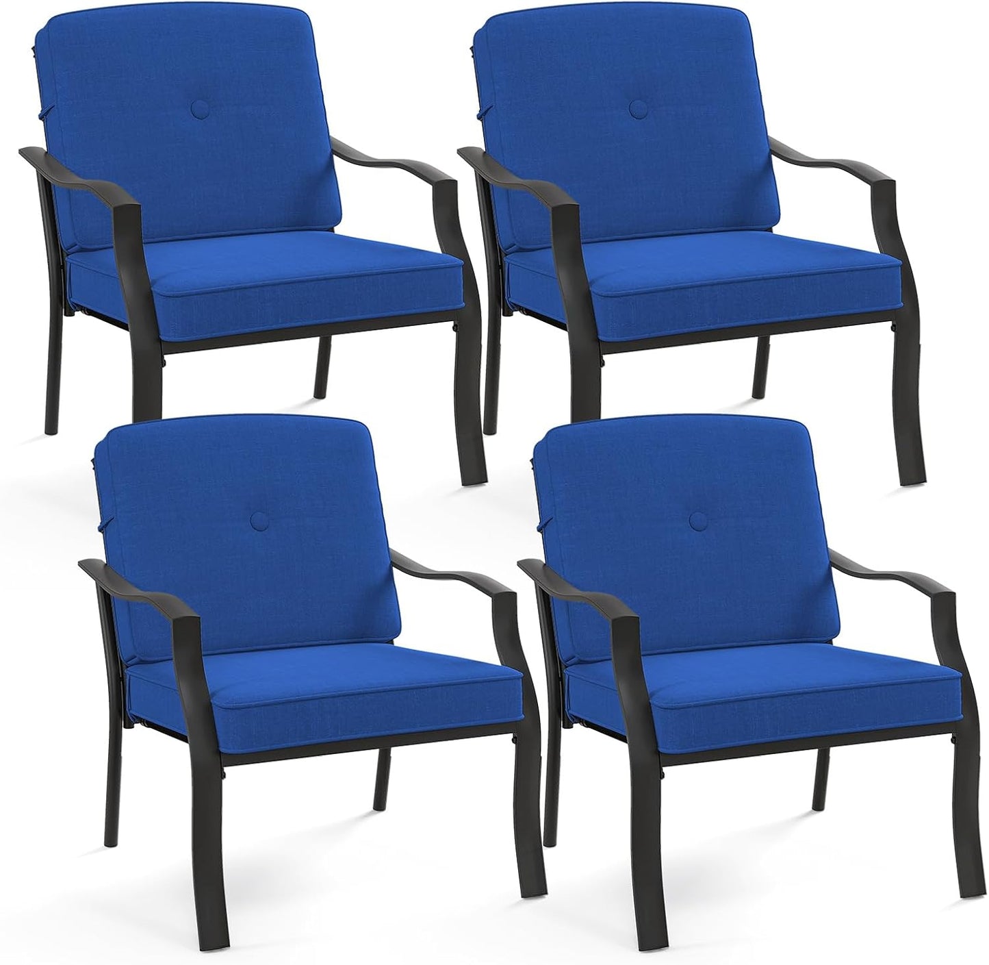Tangkula 2/4 Pieces Outdoor Dining Chairs, Heavy Duty 330 lbs Metal Frame Ergonomic Design Patio Chair with Soft Cushions