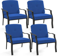 Tangkula 2/4 Pieces Outdoor Dining Chairs, Heavy Duty 330 lbs Metal Frame Ergonomic Design Patio Chair with Soft Cushions