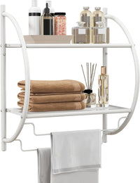 Tangkula Wall Mount 2 Tier Bathroom Shelf with Towel Bars, 18"W X 10"D X 22"H
