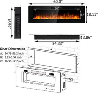Tangkula 30 Inches Recessed Electric Fireplace, in-Wall & Wall Mounted Electric Heater