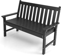 Tangkula 2-Person Outdoor Garden Park Bench, All-Weather HDPE Patio Loveseat Chair with Cozy Backrest