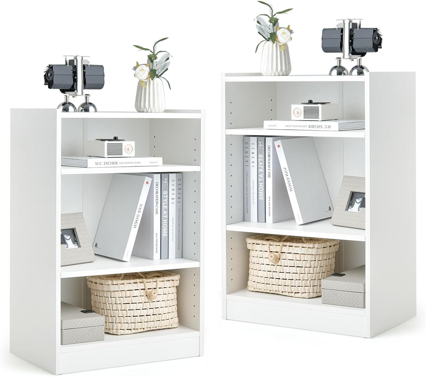 Tangkula 3 Tier Bookcase, Floor Standing Open Bookshelf with 18-Position Adjustable Shelves