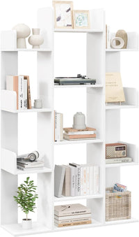 Tangkula Freestanding Tree Bookshelf, Corner Storage Organizer with 13 Open Shelves