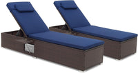 Tangkula Patio Chaise Lounge, Outdoor PE Rattan Lounge Chair w/ 6-Level Backrest