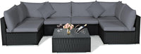 Tangkula 7 Piece Patio Furniture Set, Outdoor Sectional Sofa with 2 Pillows and Cushions