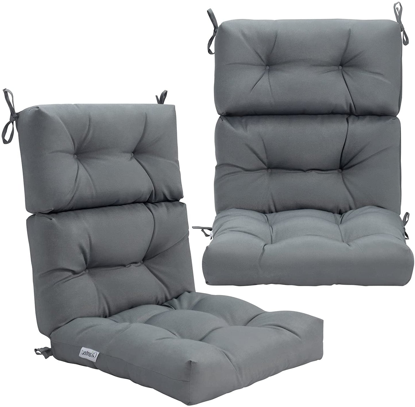 Patio High Back Chair Cushion, Tufted Chair Seat Pads with Non-Slip String Ties