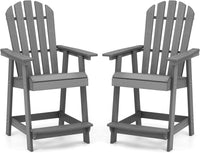 Tangkula Outdoor Bar Stool, HDPE Tall Adirondack Chair with Armrest & Footrest