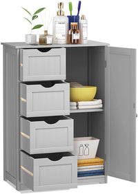 Bathroom Floor Cabinet, Free Standing Storage Cabinet with 4 Drawers & Single Door, 22 x 12 x 32 Inches