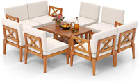 Tangkula 5/10 Pieces Acacia Wood Patio Furniture Set, Outdoor Sectional Conversation Set with Cushions