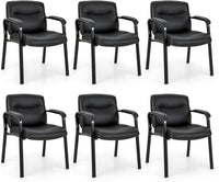 Tangkula Waiting Room Chairs, Upholstered PU Leather Conference Room Chairs with Padded Armrests, Black