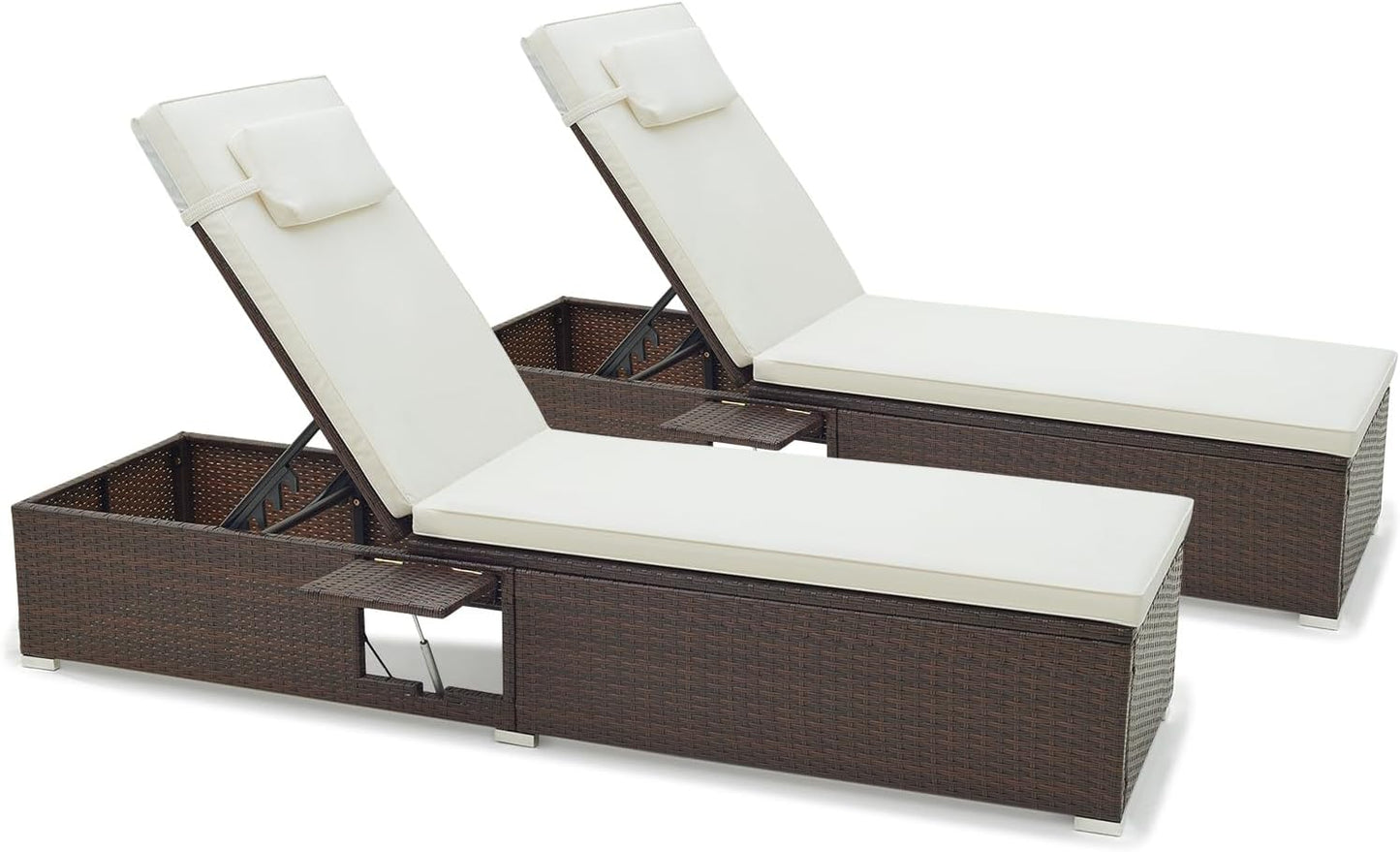 Tangkula Patio Chaise Lounge, Outdoor PE Rattan Lounge Chair w/ 6-Level Backrest