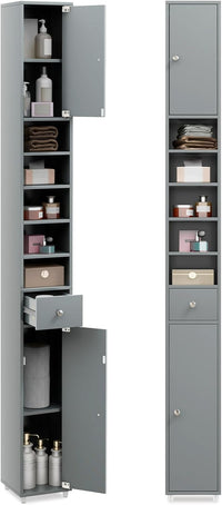 Tangkula Tall Slim Bathroom Storage Cabinet, 71" Freestanding Bathroom Cabinet Organizer