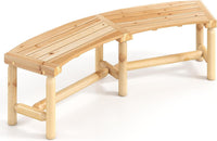 Tangkula Banc Courbé de Patio, Banc de Foyer en Bois Massif, Causeuse d'Extérieur sans Dossier