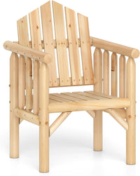 Tangkula Outdoor Wood Armchair Wooden Patio Dining Chair with Armrests