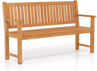 Tangkula 3-Seater Outdoor Wooden Bench | 59" Large Garden Bench with Backrest & Armrests