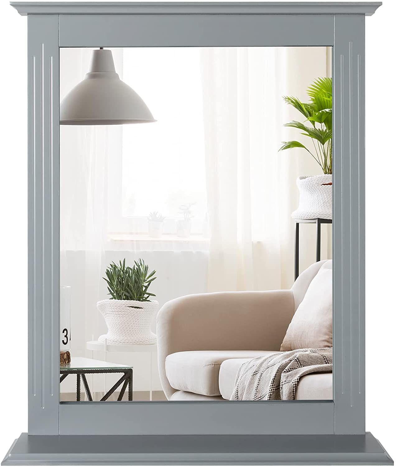 Bathroom Wall Mirror with Shelf, Square Makeup Mirror Wall Hanging Mirror