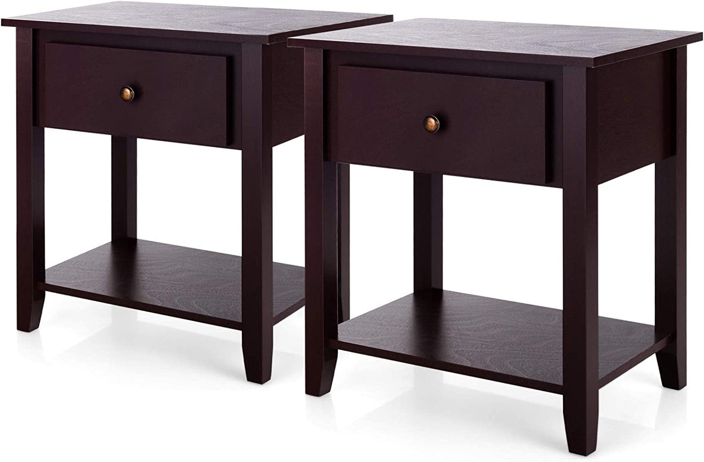 Tangkula End Table with Drawer, Nightstand w/Drawer and Storage Shelf