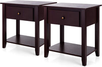 Tangkula End Table with Drawer, Nightstand w/Drawer and Storage Shelf