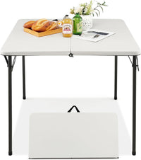 Tangkula 34" Folding Table, Portable Picnic Table with All-Weather HDPE Tabletop, Heavy-Duty Metal Frame