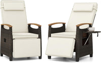 Tangkula Patio Wicker Recliner Chair, Rattan Lounge Chair w/Adjustable Backrest & Footrest
