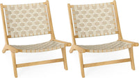 Chaise de patio Tangkula en bois de teck sans accoudoirs avec assise et dossier en sangle