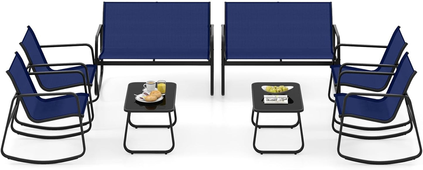 Ensemble de mobilier de patio Tangkula Rocking | Ensemble de conversation extérieur à bascule pour porche et jardin