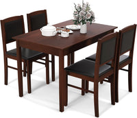 Tangkula 5-Piece Dining Table Set for 4, Farmhouse Solid Wood Dinette Set w/Rubber Wood Legs