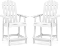 Tangkula Outdoor Bar Stool, HDPE Tall Adirondack Chair with Armrest & Footrest
