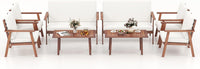 Tangkula 4 Piece Outdoor Conversation Set, Acacia Wood Sofa Set with Soft Seat & Back Cushions