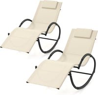 Tangkula Rocking Lounge Chair Outdoor, Zero Gravity Chaise Lounger with Removable Headrest, Fabric Backrest & Seat