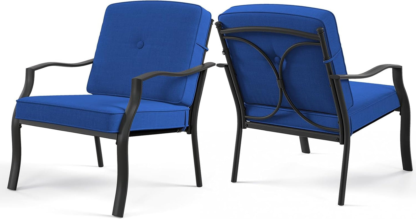 Tangkula 2/4 Pieces Outdoor Dining Chairs, Heavy Duty 330 lbs Metal Frame Ergonomic Design Patio Chair with Soft Cushions