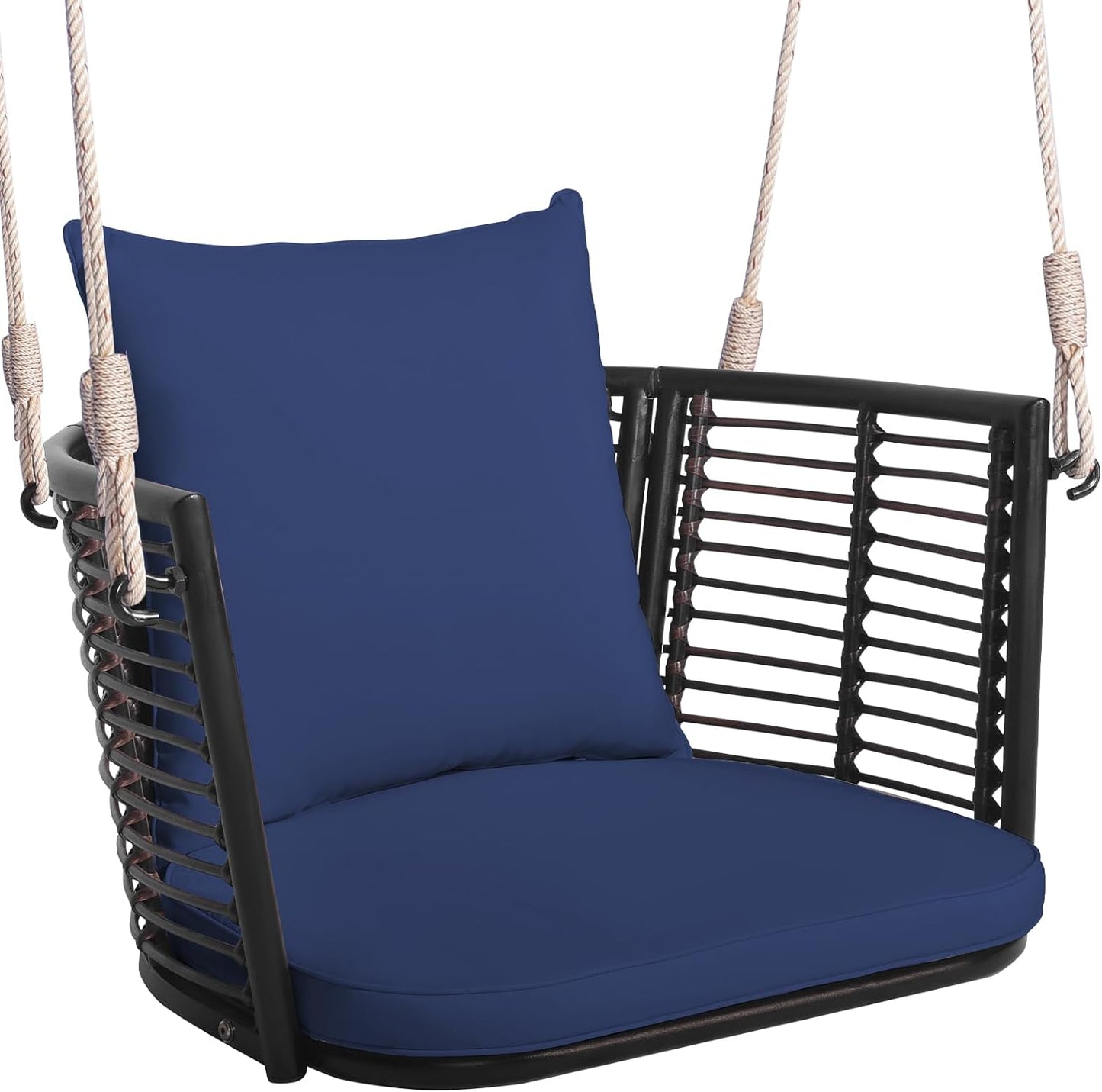 Tangkula Outdoor Metal Porch Swing, Single Person Hanging Seat, Heavy-Duty Swing Chair for Front Porch, Backyard
