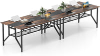 Tangkula 6 FT Rectangular Conference Table with Mesh Storage Shelf & Cable Grommet