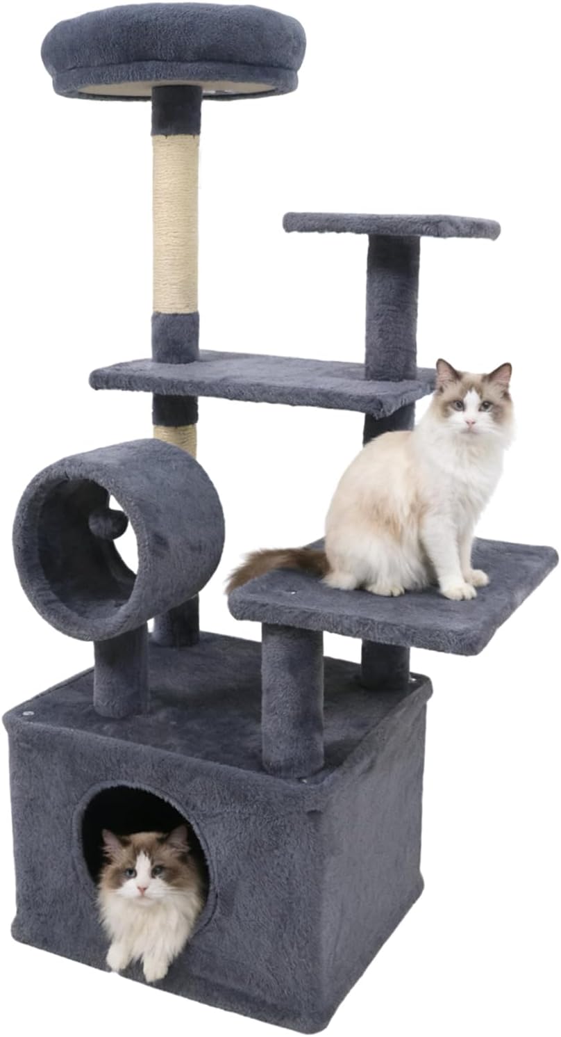 Tangkula Arbre à chat multi-niveaux de 122 cm avec grande niche et 3 plateformes de saut