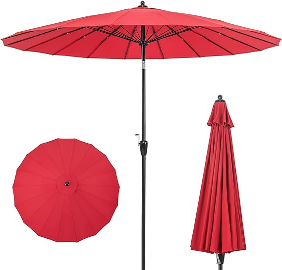 Tangkula 9FT Round Patio Umbrella, Outdoor Market Umbrella with 18 Fiberglass Ribs