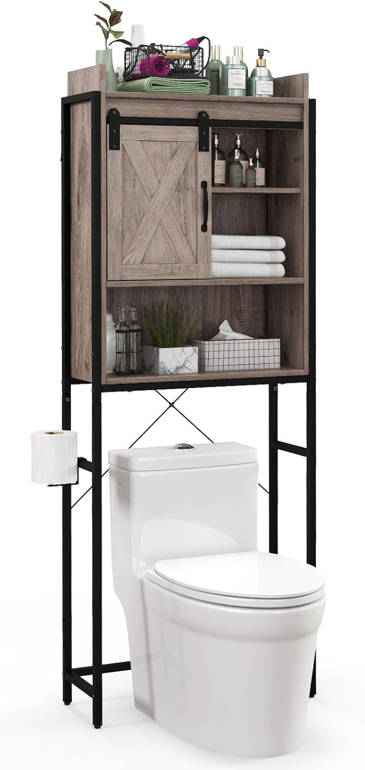 Tangkula Over-The-Toilet Storage Cabinet, Freestanding 4-Tier Bathroom Organizer Rack