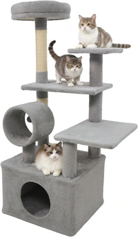 Tangkula Arbre à chat multi-niveaux de 122 cm avec grande niche et 3 plateformes de saut