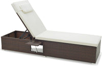 Tangkula Patio Chaise Lounge, Outdoor PE Rattan Lounge Chair w/ 6-Level Backrest