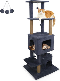 Tangkula 64 Inch Multi-Level Cat Tower with 2 Large Condos & Jute Scratching Posts