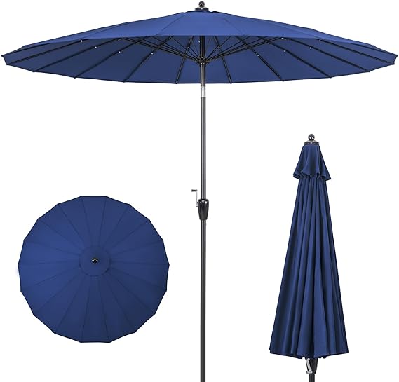 Tangkula 9FT Round Patio Umbrella, Outdoor Market Umbrella with 18 Fiberglass Ribs