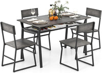Tangkula 5 Piece Dining Table Set for 4, Kitchen Table and Chairs with 4 Trapezoid Chairs & Storage Rack