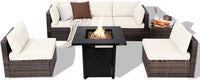 Tangkula 7 Pieces Patio Furniture Set with 28" 50000 BTU Propane Gas Fire Pit Table