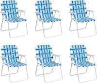 Tangkula Set of 6 Patio Folding Chairs, Outdoor Folding Lawn Chair Set with Armrest, Heavy Duty Steel Frame