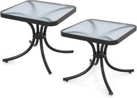Table de bistrot d'extérieur, petite table de patio de 50 cm avec verre trempé