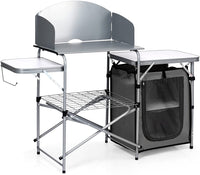 Folding Camping Kitchen Table, Windscreen, Cook Station
