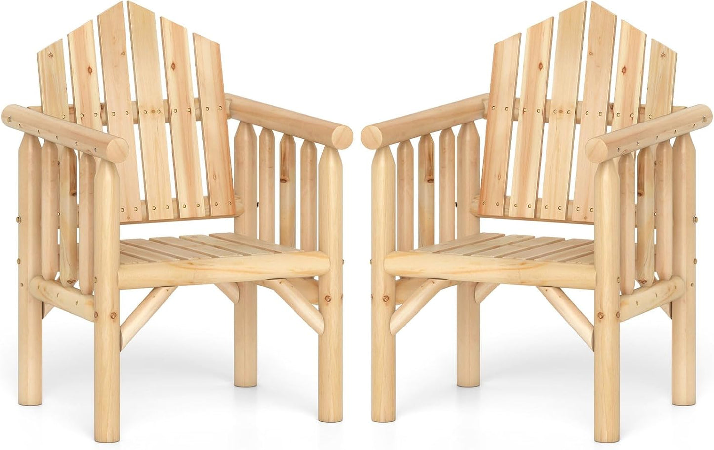 Tangkula Outdoor Wood Armchair Wooden Patio Dining Chair with Armrests