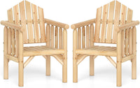 Tangkula Outdoor Wood Armchair Wooden Patio Dining Chair with Armrests